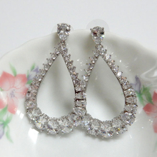 Wedding Bridal Dangle CZ Earrings