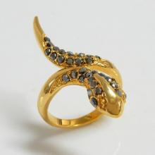Snake Goldtone Hematite Crystal Ring
